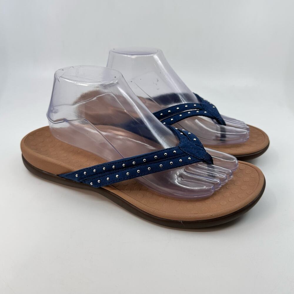 Vionic Tasha Microfiber Women's Sandals US 10 Blue Brown Contoured Footbed Shoes